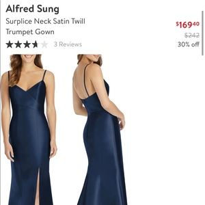 Alfred Sung Surplice Neck Satin Twill Trumpet Gown